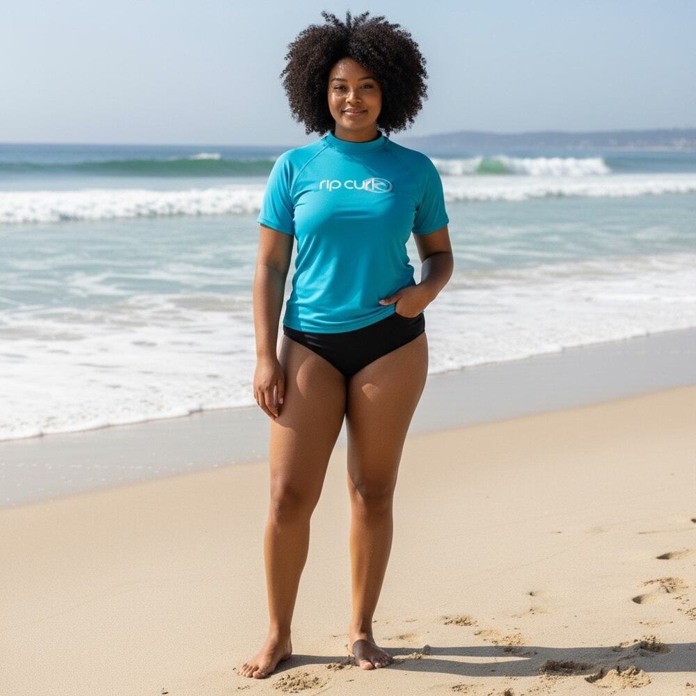 Rip Curl Plus Size Short Sleeve UV Rash Guard GUC